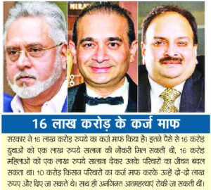 Loans worth Rs 68 thousand crore of fifty businessmen including fugitive Nirav Choksi and Mallya waived off
